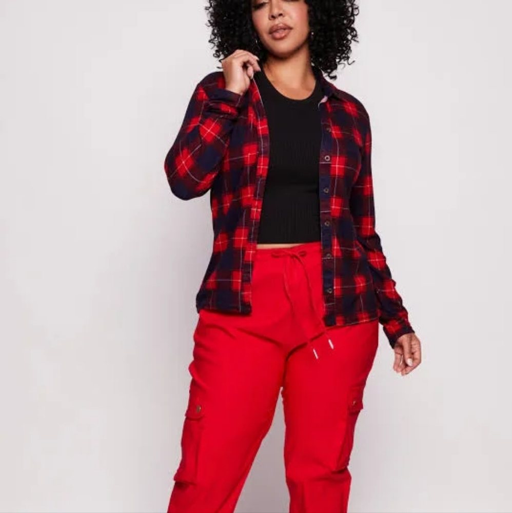 Time And Tru Red Flannel Women's Shirt
